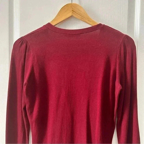 Ricki’s Cardigan  V Neck Button Front Fitted Burgundy Size Small - Picture 9 of 16